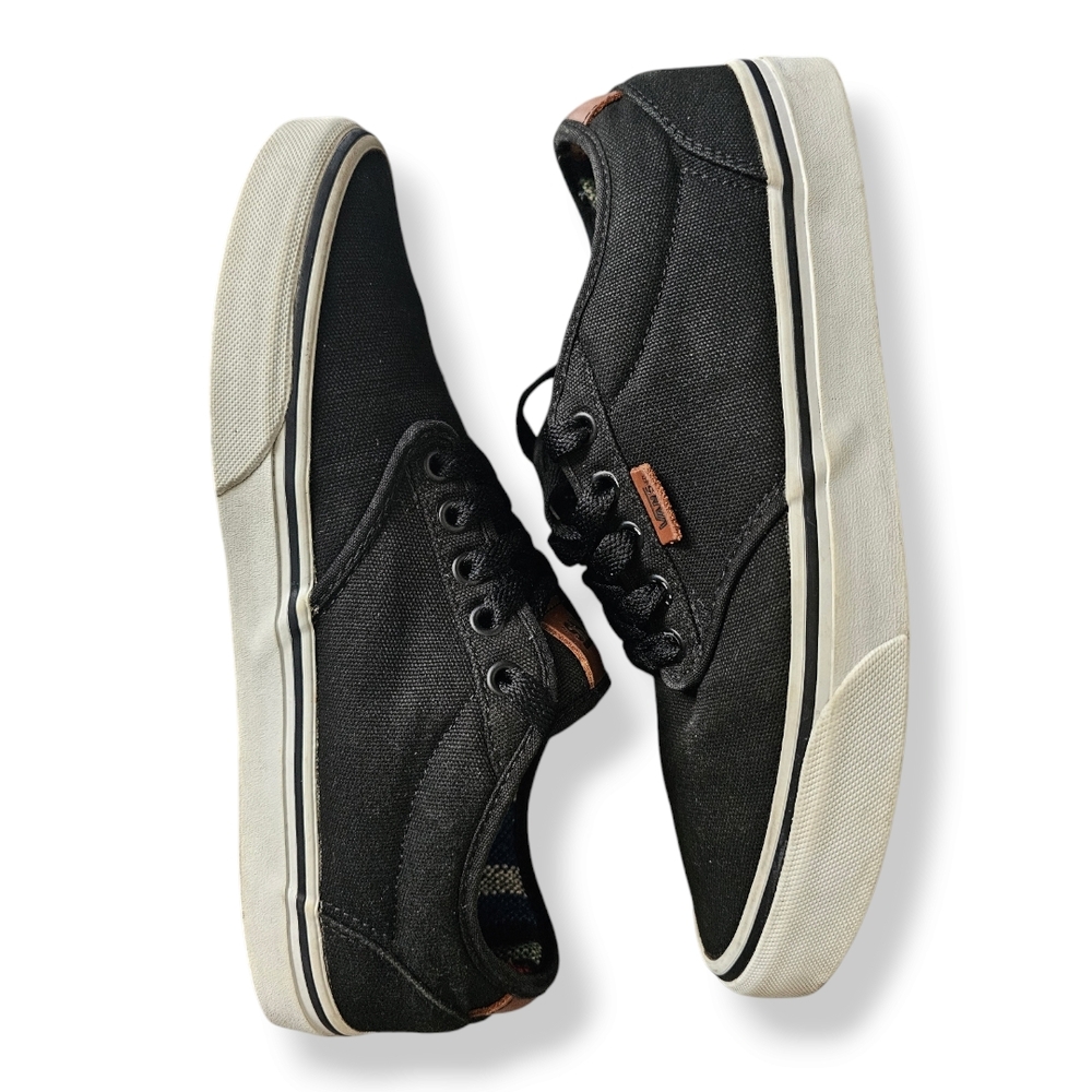 Vans Men's Atwood Black Canvas Sneakers With Aztec Inner Size 9 - Picture 3 of 8